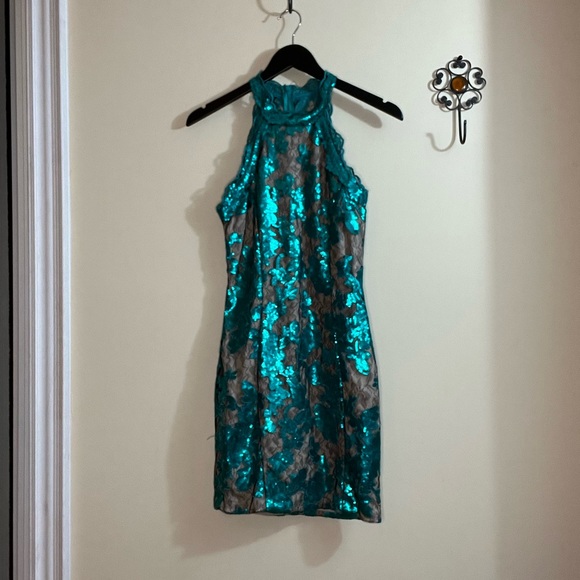 Sequin Green Cocktail Dress - Picture 16 of 16